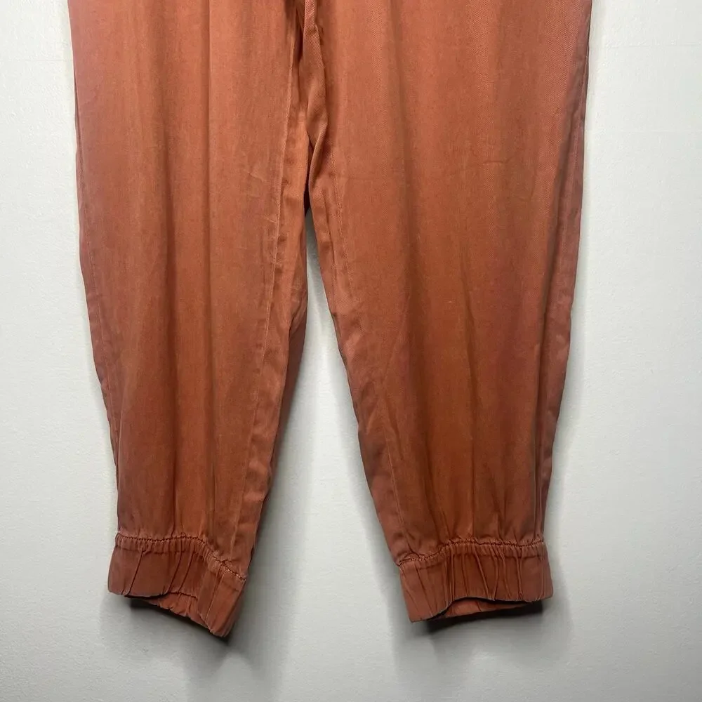 NEW Nicole Miller 100% Lyocell Cargo Pocket Jogger Ankle Pants Size L Terracotta
